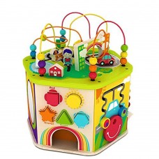deluxe 7 in 1 bead maze cube activity center multifunctional with turning base   